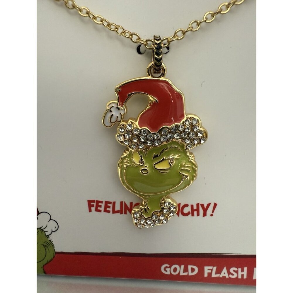 Grinch Gold Flash Plated Charm Necklace Feeling Grinchy Dr. Seuss New With Box
